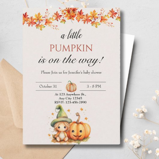 小さなかぼちゃの秋秋のフローラ赤ちゃんシャワー 招待状