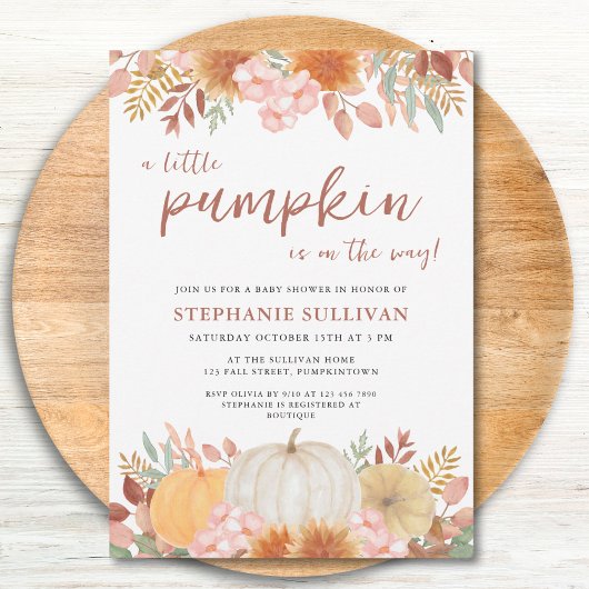 小さなかぼちゃの秋秋のフローラ赤ちゃんシャワー 招待状