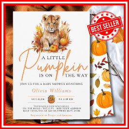 小さなかぼちゃの秋秋のライオンCUB赤ちゃんシャワー 招待状