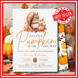 小さなかぼちゃの秋秋のリスの赤ちゃんシャワー 招待状