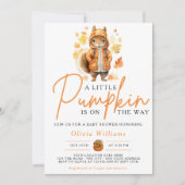 小さなかぼちゃの秋秋のリスの赤ちゃんシャワー 招待状 (正面)