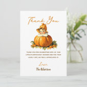 小さなかぼちゃの秋秋の女の子の赤ちゃんシャワー サンキューカード (スタンド正面)
