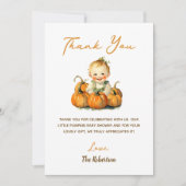 小さなかぼちゃの秋秋の赤ちゃんシャワー サンキューカード (正面)