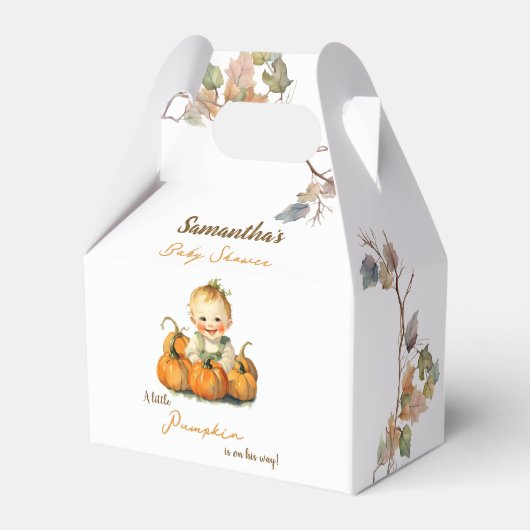 小さなかぼちゃの秋秋の赤ちゃんシャワー フェイバーボックス (裏面サイド)
