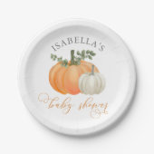小さなかぼちゃの秋秋の赤ちゃんシャワー ペーパープレート (正面)