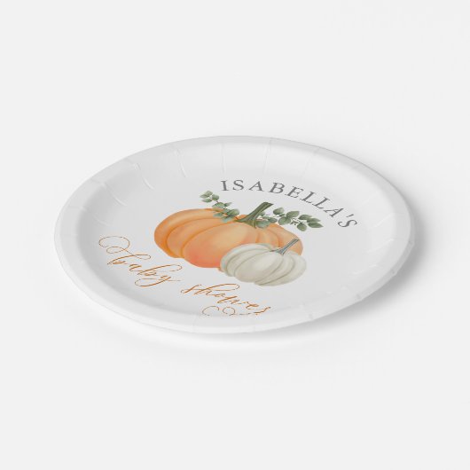 小さなかぼちゃの秋秋の赤ちゃんシャワー ペーパープレート (アングル)