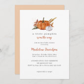 小さなかぼちゃの秋秋の赤ちゃんシャワー 招待状 (正面/裏面)