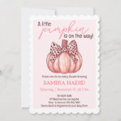 小さなかぼちゃの秋秋ピンクの赤ちゃんシャワー 招待状 (正面)