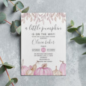 小さなかぼちゃの秋秋ピンクの赤ちゃんシャワー 招待状