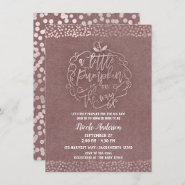 小さなかぼちゃの秋素朴バラ金ゴールドベビーシャワー 招待状