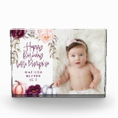 小さなかぼちゃの秋紫の桃の誕生日 フォトブロック (正面)