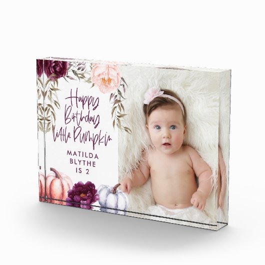 小さなかぼちゃの秋紫の桃の誕生日 フォトブロック (右)