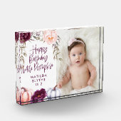 小さなかぼちゃの秋紫の桃の誕生日 フォトブロック (左)