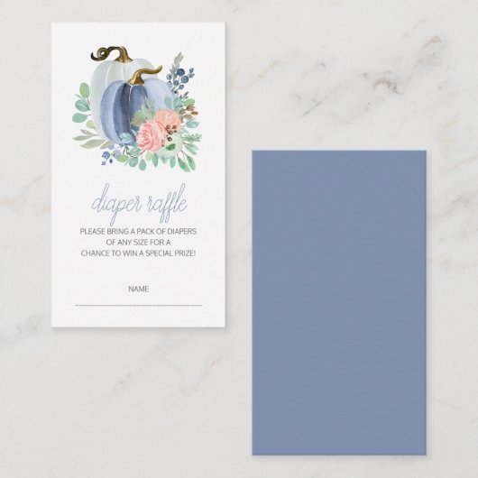 小さなかぼちゃの秋赤ちゃんシャワーおむつラッフル エンクロージャーカード (正面/裏面)