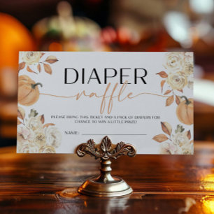 小さなかぼちゃの秋赤ちゃんシャワーおむつラッフル エンクロージャーカード