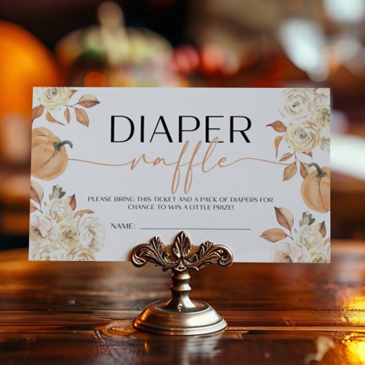 小さなかぼちゃの秋赤ちゃんシャワーおむつラッフル エンクロージャーカード