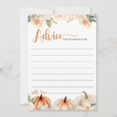 小さなかぼちゃの秋赤ちゃんシャワーアドバイスカード 招待状 (正面)