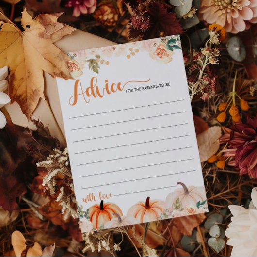 小さなかぼちゃの秋赤ちゃんシャワーアドバイスカード 招待状