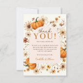 小さなかぼちゃの秋赤ちゃんシャワーサンキューカード 招待状 (正面)