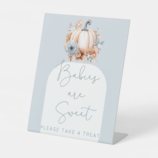 小さなかぼちゃの秋赤ちゃんシャワーベビーは甘い 台座サイン (正面)