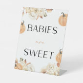 小さなかぼちゃの秋赤ちゃんシャワーベビーは甘い 台座サイン (正面)