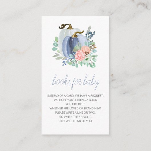 小さなかぼちゃの秋赤ちゃんシャワー本ベビー エンクロージャーカード (正面)