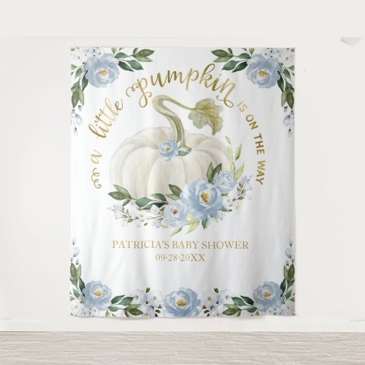 小さなかぼちゃの秋赤ちゃんシャワー背景 タペストリー (正面)