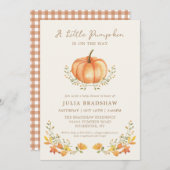 小さなかぼちゃの秋 |赤男女兼用ちゃんシャワー 招待状 (正面/裏面)