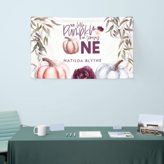 小さなかぼちゃの紫のフローラ秋の誕生日の銀行 横断幕 (トレードショー)