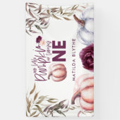 小さなかぼちゃの紫のフローラ秋の誕生日の銀行 横断幕 (縦)