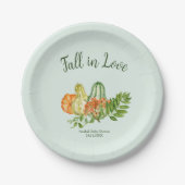 小さなかぼちゃの緑の秋赤ちゃんシャワー ペーパープレート (正面)