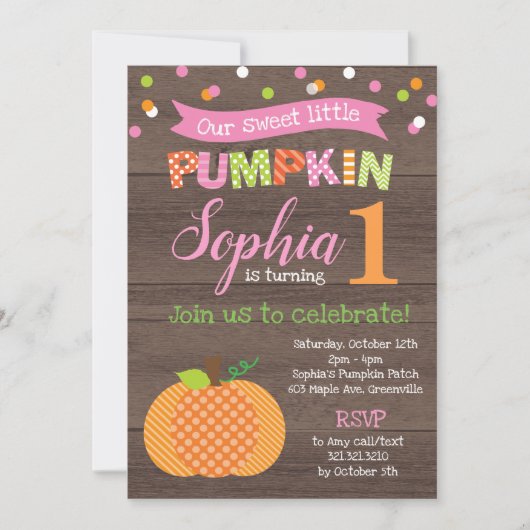 小さなかぼちゃの誕生パーティー 招待状 (正面)