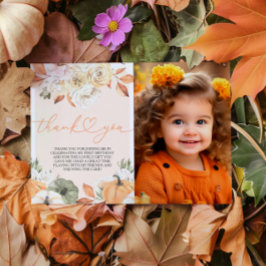 小さなかぼちゃの誕生日写真サンキューカード 招待状