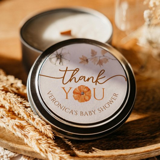 小さなかぼちゃの赤ちゃんシャワーありがとうステッカー ラウンドシール