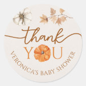 小さなかぼちゃの赤ちゃんシャワーありがとうステッカー ラウンドシール (正面)