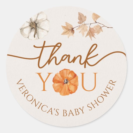 小さなかぼちゃの赤ちゃんシャワーありがとうステッカー ラウンドシール (正面)