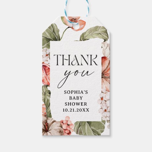 小さなかぼちゃの赤ちゃんシャワーありがとうメッセージカード ギフトタグ (正面)