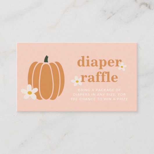 小さなかぼちゃの赤ちゃんシャワーおむつラッフルカード エンクロージャーカード (正面)