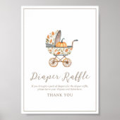 小さなかぼちゃの赤ちゃんシャワーおむつラッフルサイン ポスター (正面)