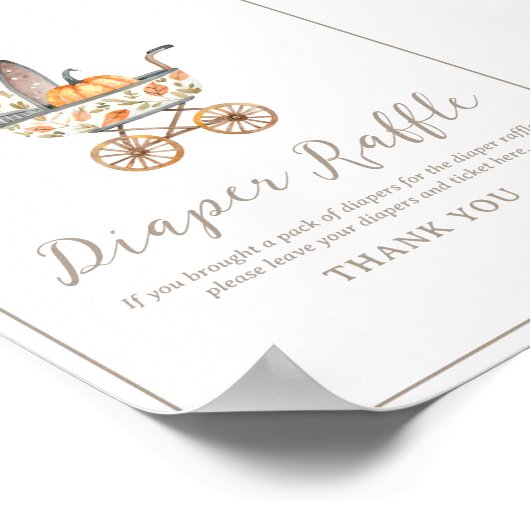 小さなかぼちゃの赤ちゃんシャワーおむつラッフルサイン ポスター (角)