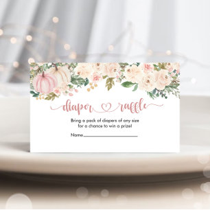 小さなかぼちゃの赤ちゃんシャワーおむつラッフルチケット エンクロージャーカード