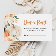 小さなかぼちゃの赤ちゃんシャワーおむつラッフルチケット