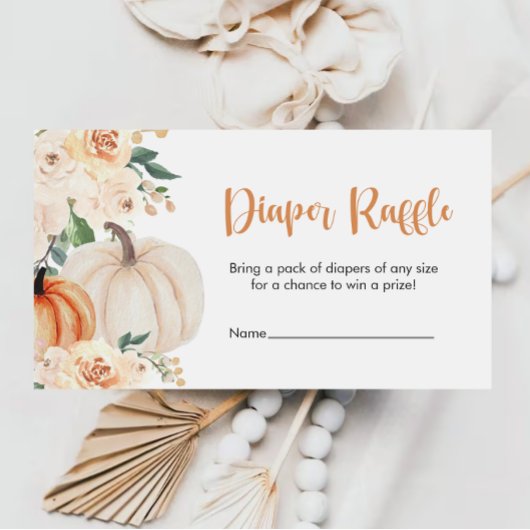 小さなかぼちゃの赤ちゃんシャワーおむつラッフルチケット エンクロージャーカード