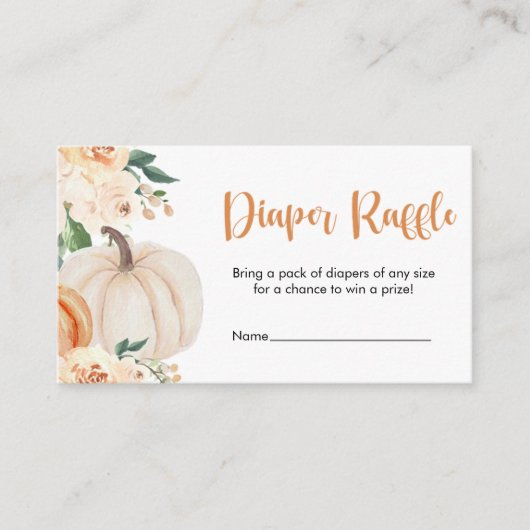 小さなかぼちゃの赤ちゃんシャワーおむつラッフルチケット エンクロージャーカード (正面)