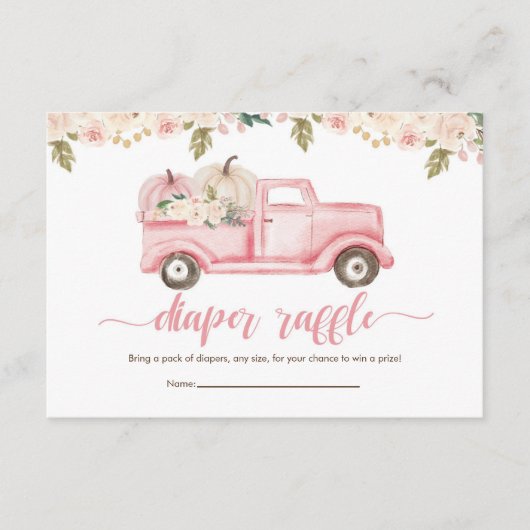 小さなかぼちゃの赤ちゃんシャワーおむつラッフルチケット エンクロージャーカード