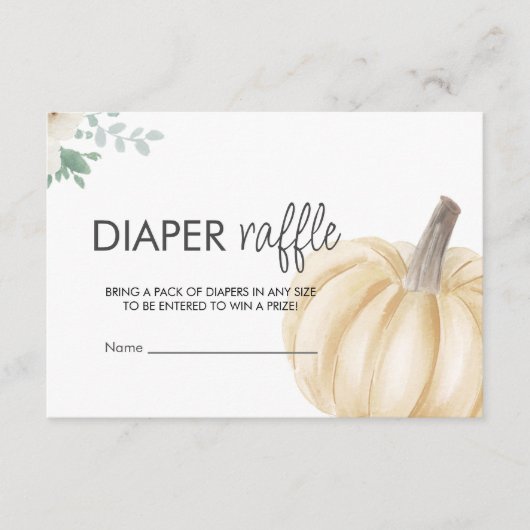 小さなかぼちゃの赤ちゃんシャワーおむつラッフルチケット エンクロージャーカード (正面)