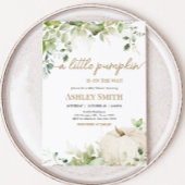 小さなかぼちゃの赤ちゃんシャワーに緑を与える 招待状