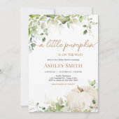 小さなかぼちゃの赤ちゃんシャワーに緑を与える 招待状 (正面)