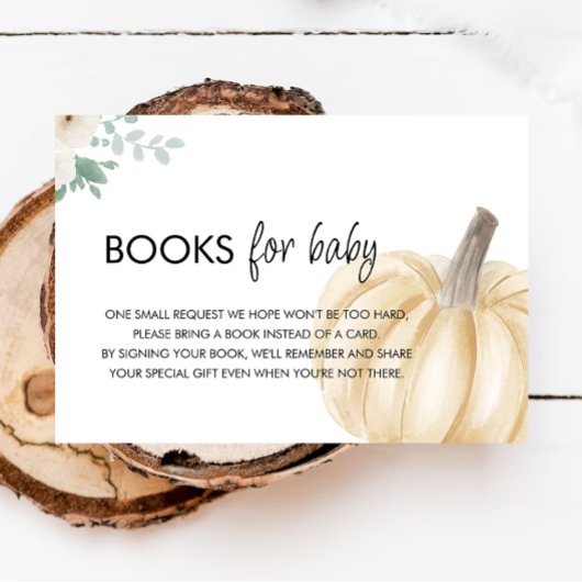 小さなかぼちゃの赤ちゃんシャワーのブックリクエスト エンクロージャーカード