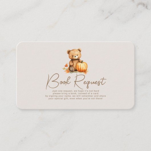 小さなかぼちゃの赤ちゃんシャワーのブックリクエスト エンクロージャーカード (正面)